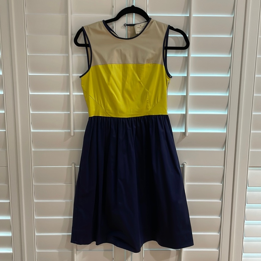 kate spade color block dress in yellow and navy